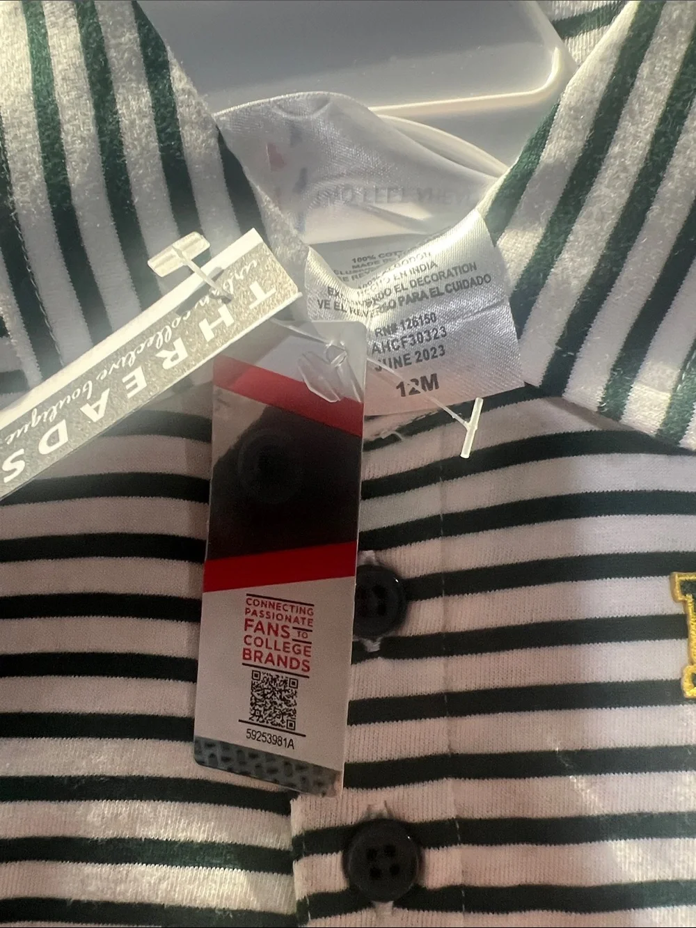 Baylor Kids Striped Polo One-Piece in Green and White -